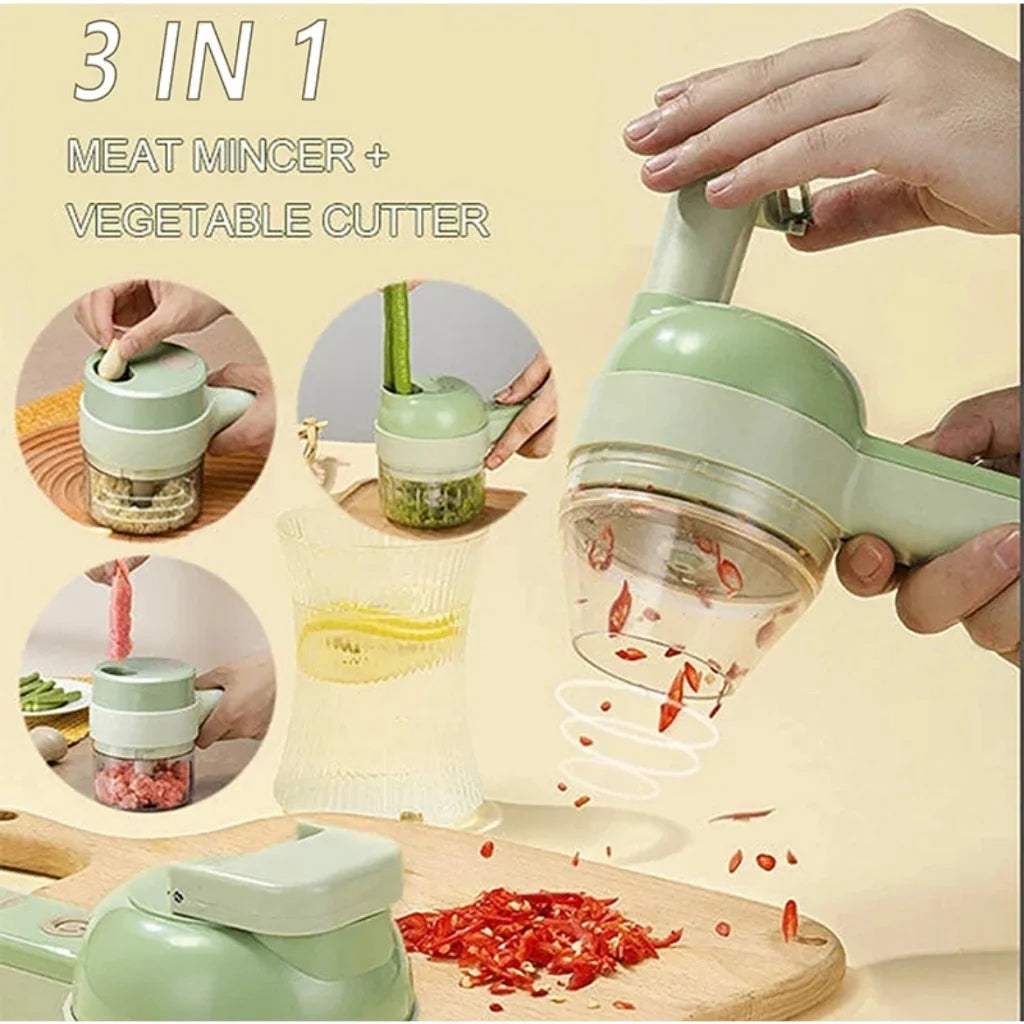 Cortador Triturador Elétrico Multifuncional Aço Inoxidável Elétrico De Legumes 4 Em 1 Sem Fio Alho Com Carregamento Para Vegetai