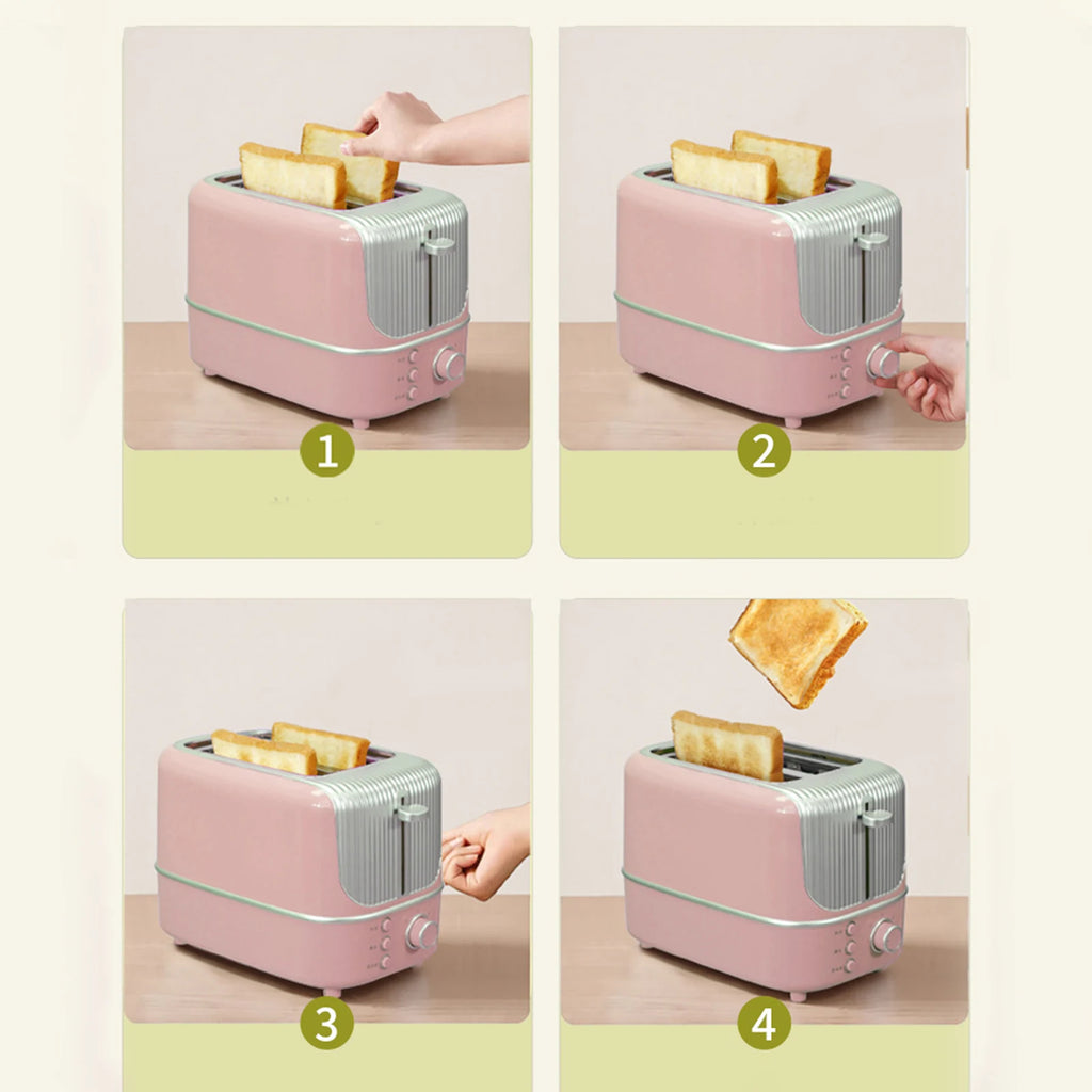 2 Slice Bread Toaster Stainless Steel Electric Breakfast Machine with 9 Browning Settings Compact Sandwich Maker Home Kitchen