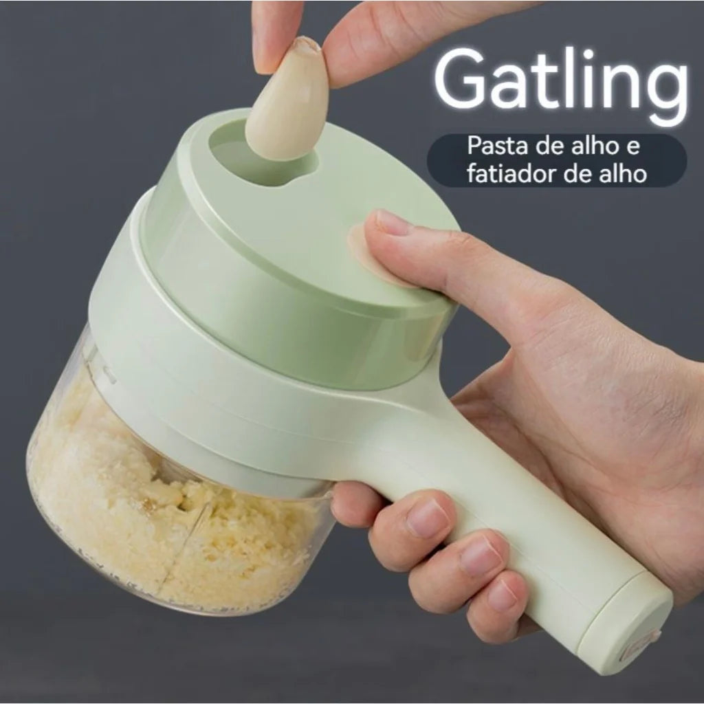 Cortador Triturador Elétrico Multifuncional Aço Inoxidável Elétrico De Legumes 4 Em 1 Sem Fio Alho Com Carregamento Para Vegetai