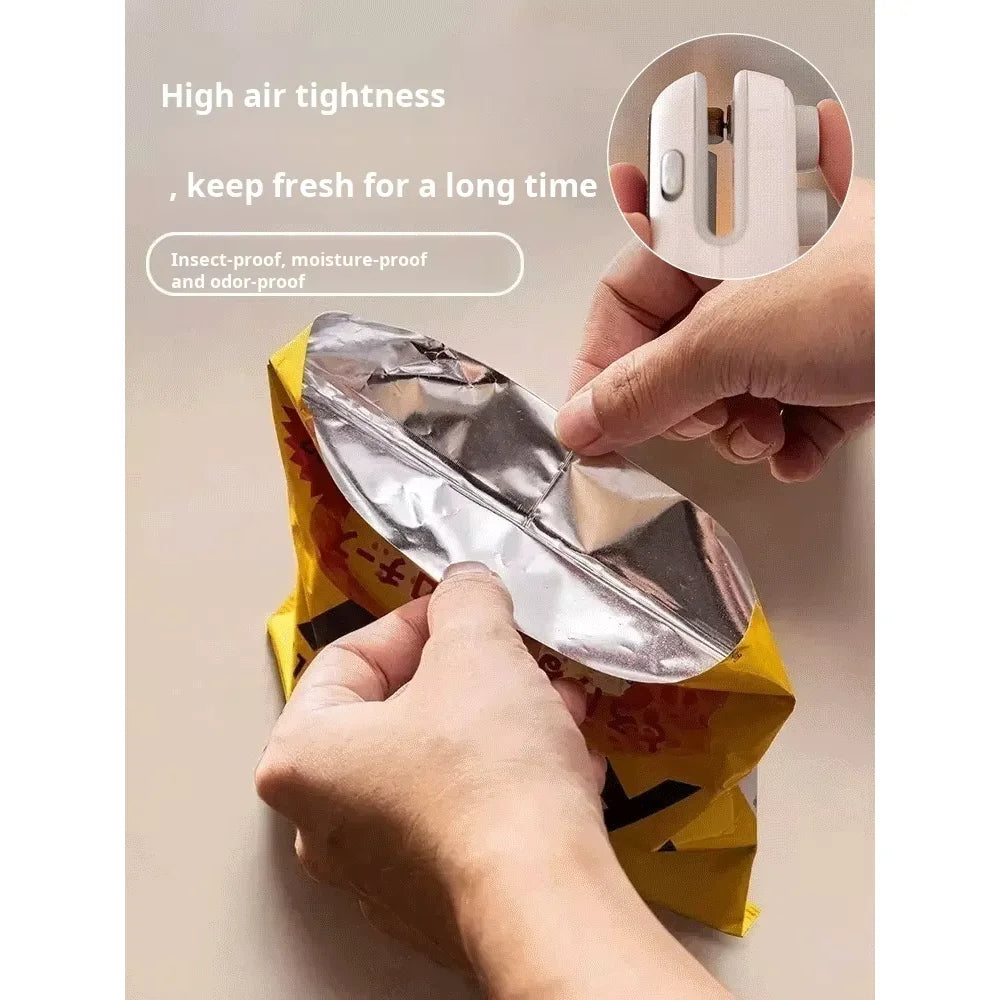 Mini Packaging Sealer-USB Rechargeable with Integrated Cutter and Vacuum Sealing