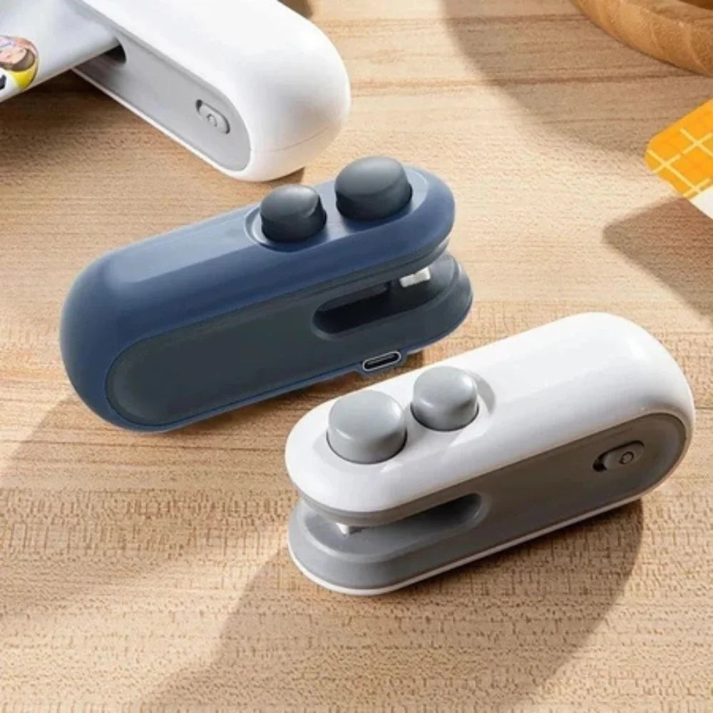 Mini Packaging Sealer-USB Rechargeable with Integrated Cutter and Vacuum Sealing