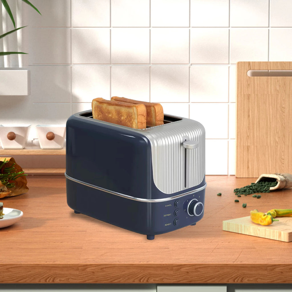 2 Slice Bread Toaster Stainless Steel Electric Breakfast Machine with 9 Browning Settings Compact Sandwich Maker Home Kitchen