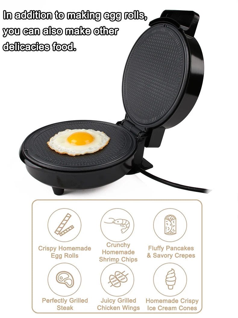 Electric Crispy Egg Roll Maker Ice Cream Cone Machine Omelet Sandwich Iron Mold Crepe Baking Pan Waffle Pancake Pie Frying Grill