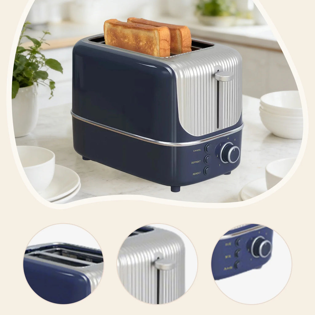 2 Slice Bread Toaster Stainless Steel Electric Breakfast Machine with 9 Browning Settings Compact Sandwich Maker Home Kitchen