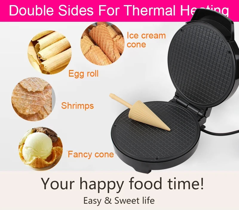 Electric Crispy Egg Roll Maker Ice Cream Cone Machine Omelet Sandwich Iron Mold Crepe Baking Pan Waffle Pancake Pie Frying Grill