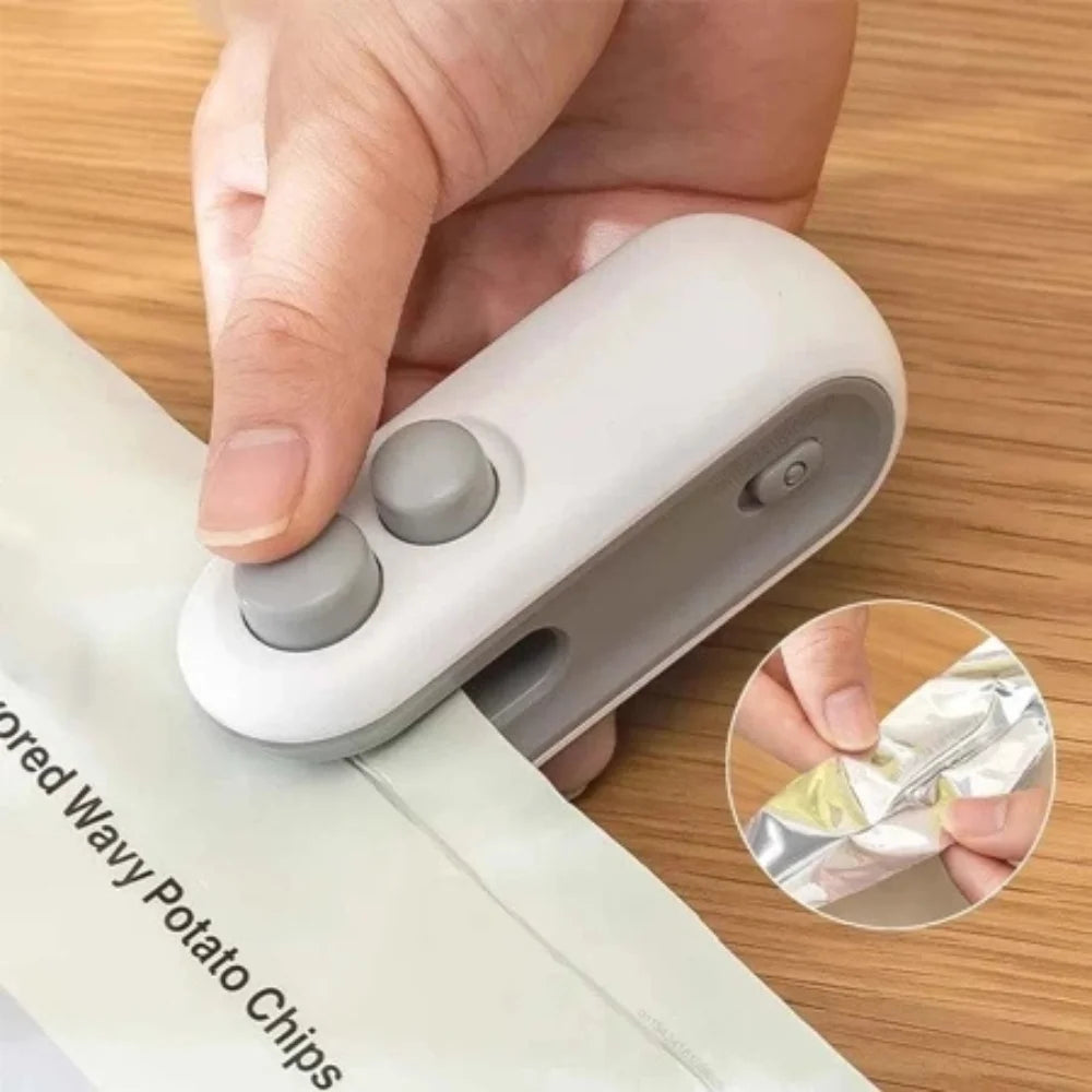 Mini Packaging Sealer-USB Rechargeable with Integrated Cutter and Vacuum Sealing
