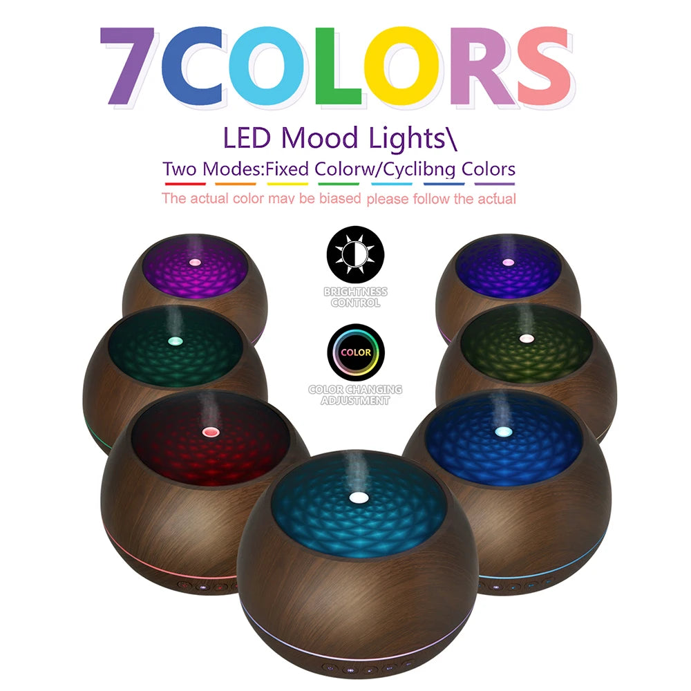 THANKSHARE 1000 ML Humidifier Aroma Diffuser Ultrasonic Air Essential Oil Humidificador 7 Color LED Light  Aromatherapy For Home