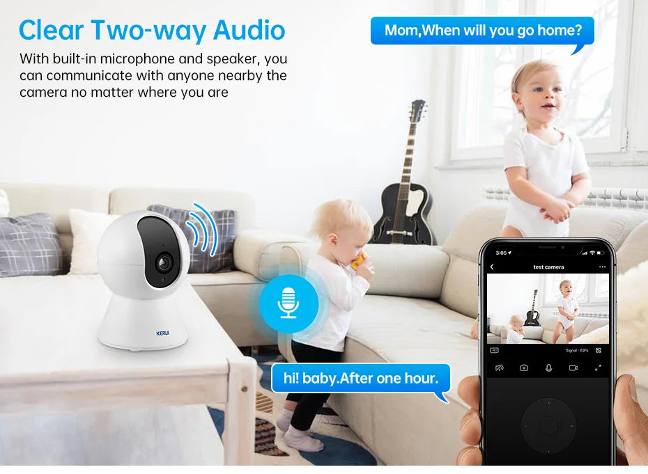 KERUI 5MP 8MP 4K HD WiFi IP Camera Indoor Wireless Security Home CCTV Surveillance Camera Works With Tuya Smart Auto Tracking
