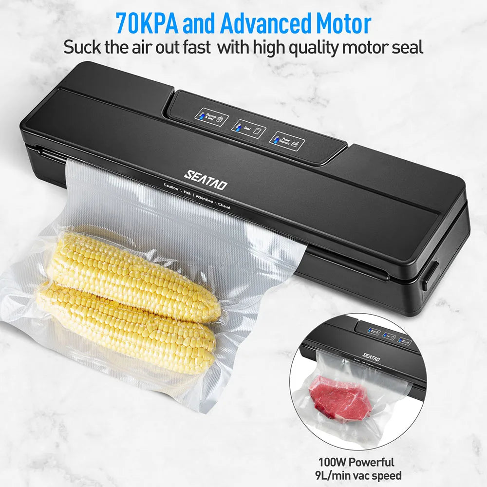 SEATAO VM1000 Best Food Vacuum Sealer Automatic Commercial Household Food Vacuum Sealer Packaging Machine Include 10Pcs Bags