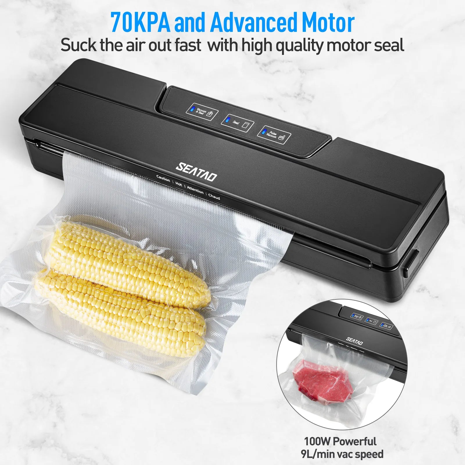 SEATAO VM1000 Best Food Vacuum Sealer Automatic Commercial Household Food Vacuum Sealer Packaging Machine Include 10Pcs Bags