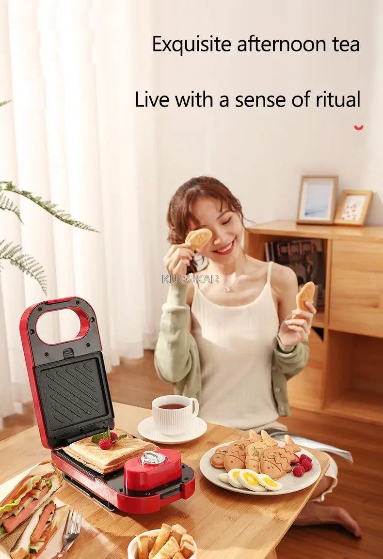 220V Electric Sandwich Maker Waffle Maker Timed Toaster Baking Multifunctional Breakfast Machine takoyaki Pancake Sandwichera