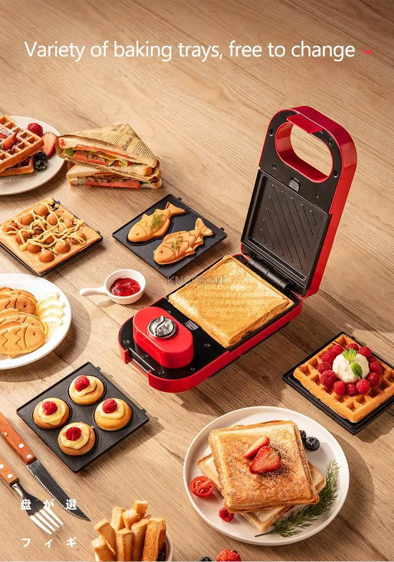 220V Electric Sandwich Maker Waffle Maker Timed Toaster Baking Multifunctional Breakfast Machine takoyaki Pancake Sandwichera
