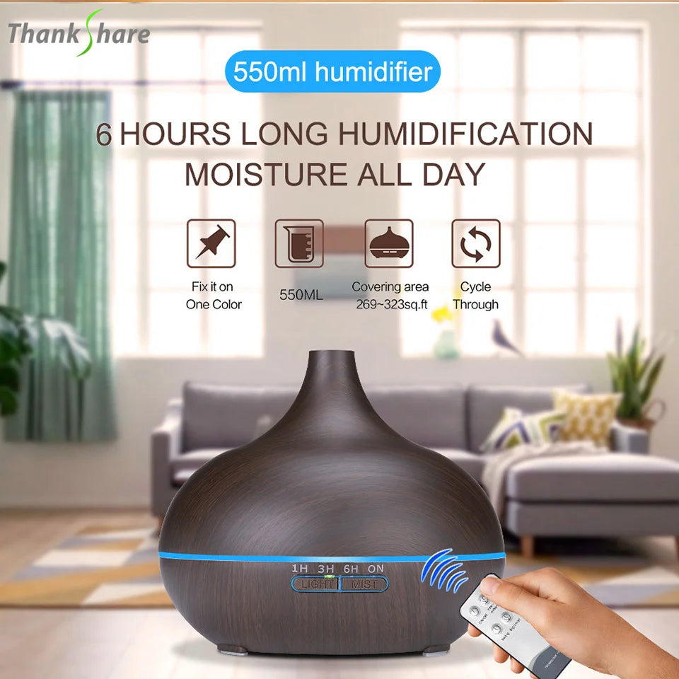 Remote Control Humidifier Essential Oil Diffuser With 7 Color LED Humidificador 300ml 500ml Ultrasonic Aroma Diffuser For Home