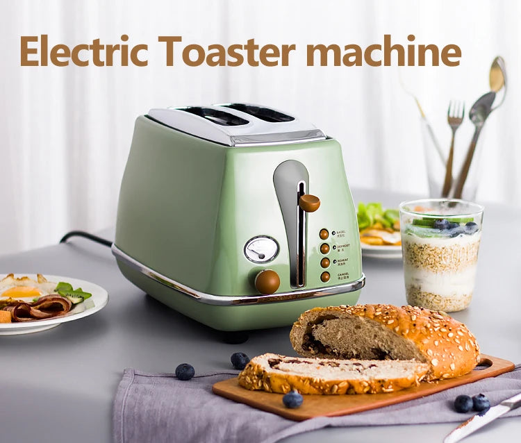 Retro Type Electric Toaster With lid 6 Gear Stainless steel Bagel Bread Oven Sandwich baking tray Defrost Reheat Breakfast Maker