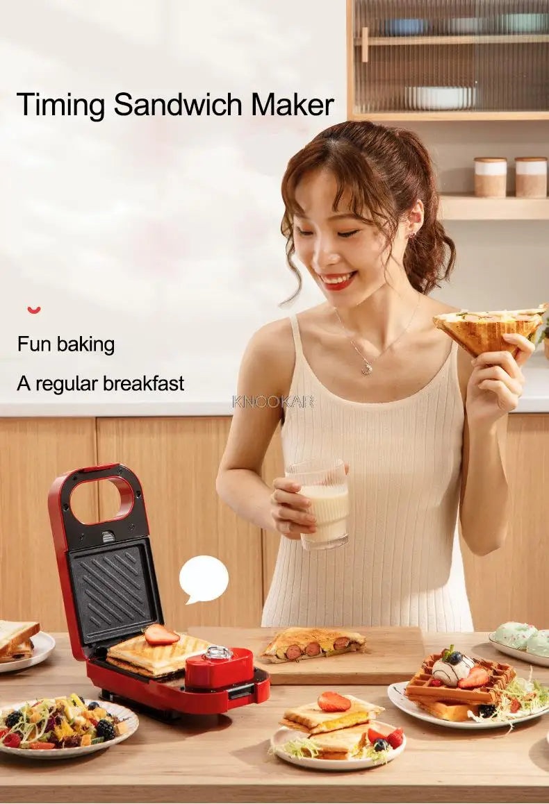 220V Electric Sandwich Maker Waffle Maker Timed Toaster Baking Multifunctional Breakfast Machine takoyaki Pancake Sandwichera