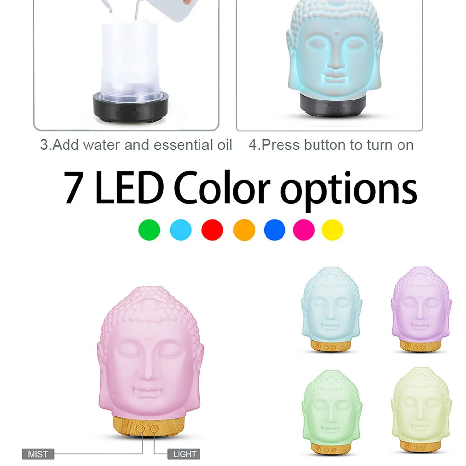 Wifi Control Air Humidifier Aroma Essential Oil Diffuser 7 Colors LED Night Light Cool Buddha Mist Maker Aromatherapy For Home