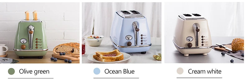 Retro Type Electric Toaster With lid 6 Gear Stainless steel Bagel Bread Oven Sandwich baking tray Defrost Reheat Breakfast Maker