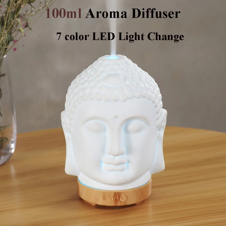 Wifi Control Air Humidifier Aroma Essential Oil Diffuser 7 Colors LED Night Light Cool Buddha Mist Maker Aromatherapy For Home