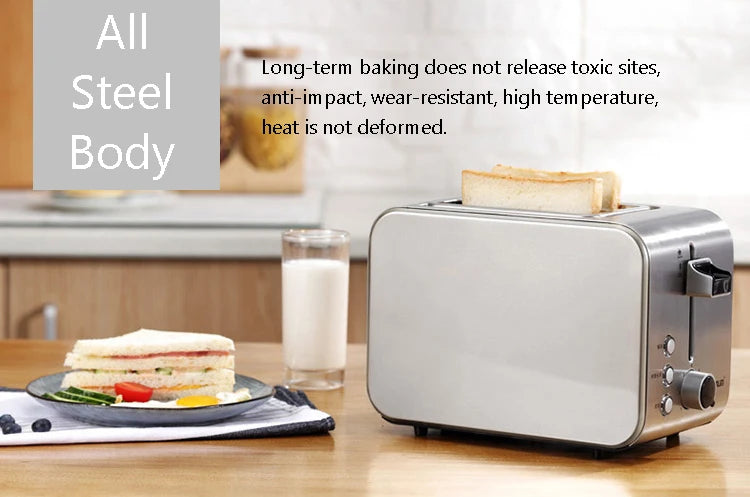 Stainless steel Electric Toaster Bagel Bread Bake tray Double side heating Bread machine With dust lid Breakfast Sandwich maker