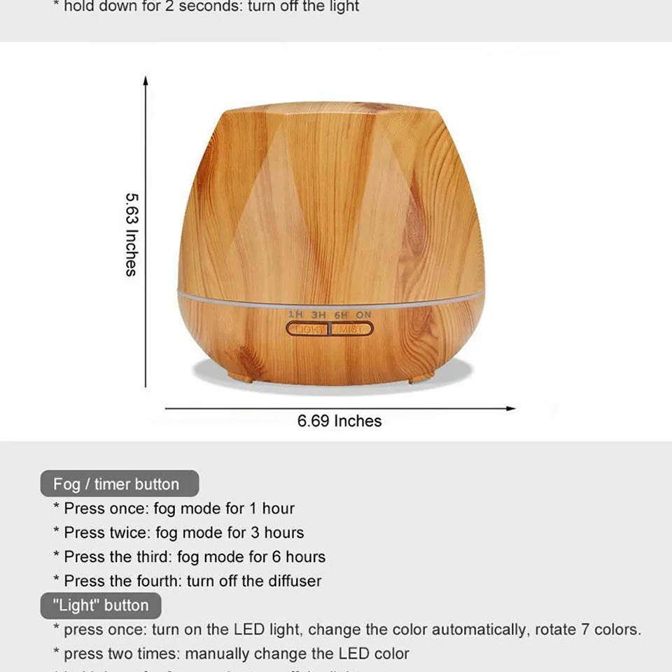 Remote Control Humidifier Essential Oil Diffuser With 7 Color LED Humidificador 300ml 500ml Ultrasonic Aroma Diffuser For Home