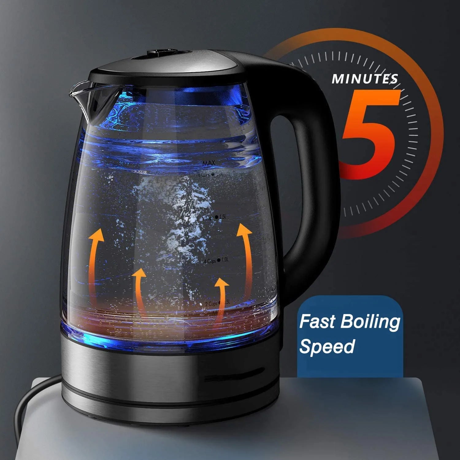 DEVISIB Electric Glass Kettle, 2200W Fast Boiling, Temperature Control, 4-Hour Keep Warm, 2.0L Tea Kettle & Hot Water Boiler