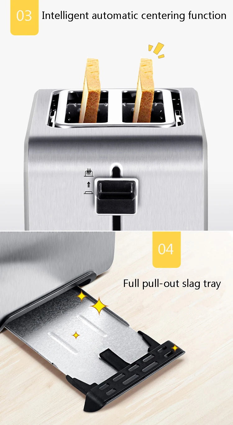 Stainless steel Electric Toaster Bagel Bread Bake tray Double side heating Bread machine With dust lid Breakfast Sandwich maker