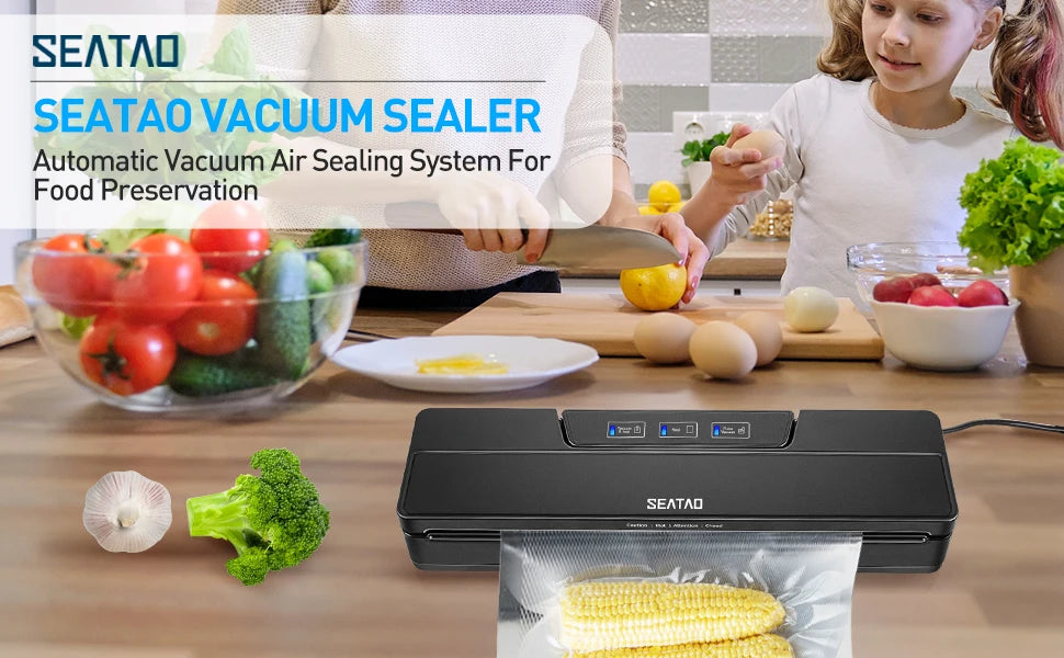 SEATAO VM1000 Best Food Vacuum Sealer Automatic Commercial Household Food Vacuum Sealer Packaging Machine Include 10Pcs Bags