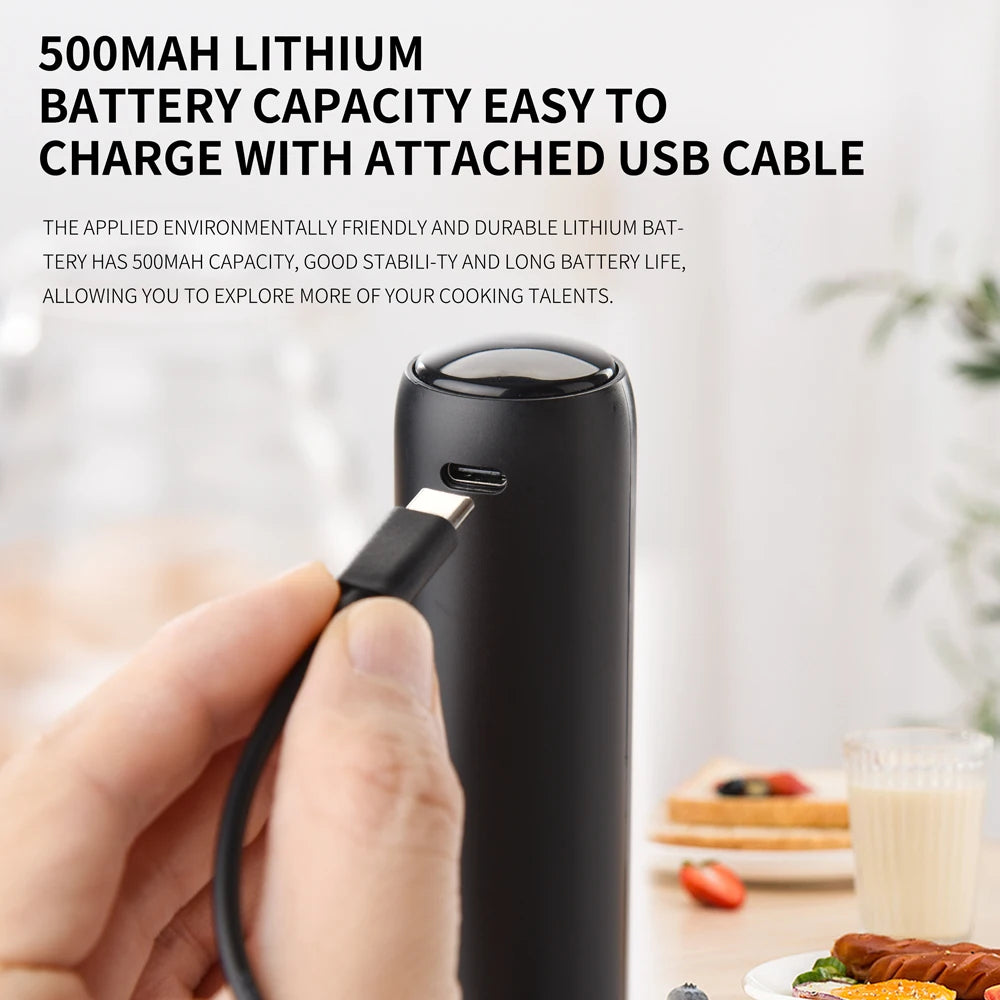Electric Milk Frother Rechargable Kitchen Stirrer Handheld Coffee Frothing Wand Foam Maker Lattes Whisk Drink Mixer Egg Beater
