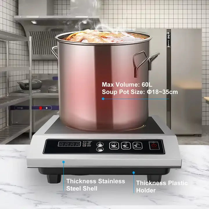 3500W Concave Flat Commercial Electric Induction Cooker Portable Stainless Steel Large High Power Restaurant Cooktop Hob