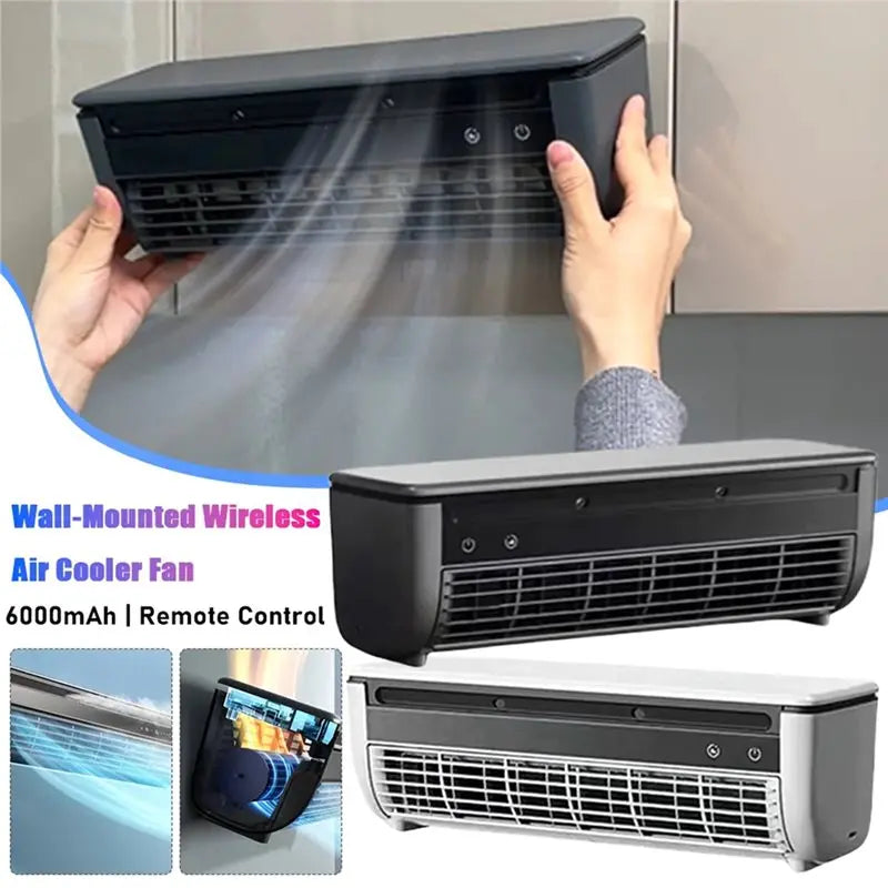 【KITCHEN GADGET】Wall-Mounted Mini Air Cooler Leafless Quick Cooling Fan Conditioner Wireless Quiet Electric With Remote Control