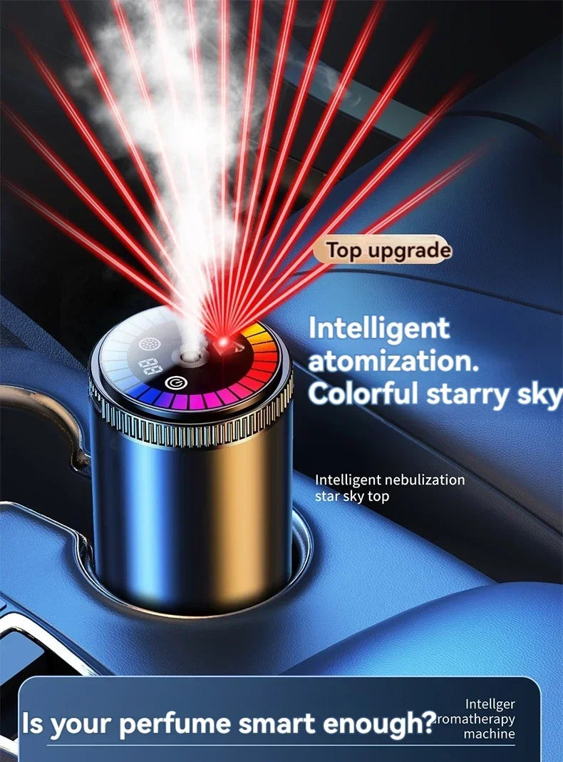 Smart Car Aroma Diffuser Rechargeable Air Freshener Auto On Off 5 Modes Starry Sky Ambient Light USB Car Purifier Humidifier