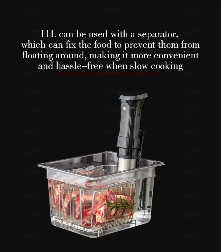 11L/ 25L Container For Sous Vide Cooker Machine Food Grade PC Material Heat Insulation Stainless Steel Sous Vide Rack