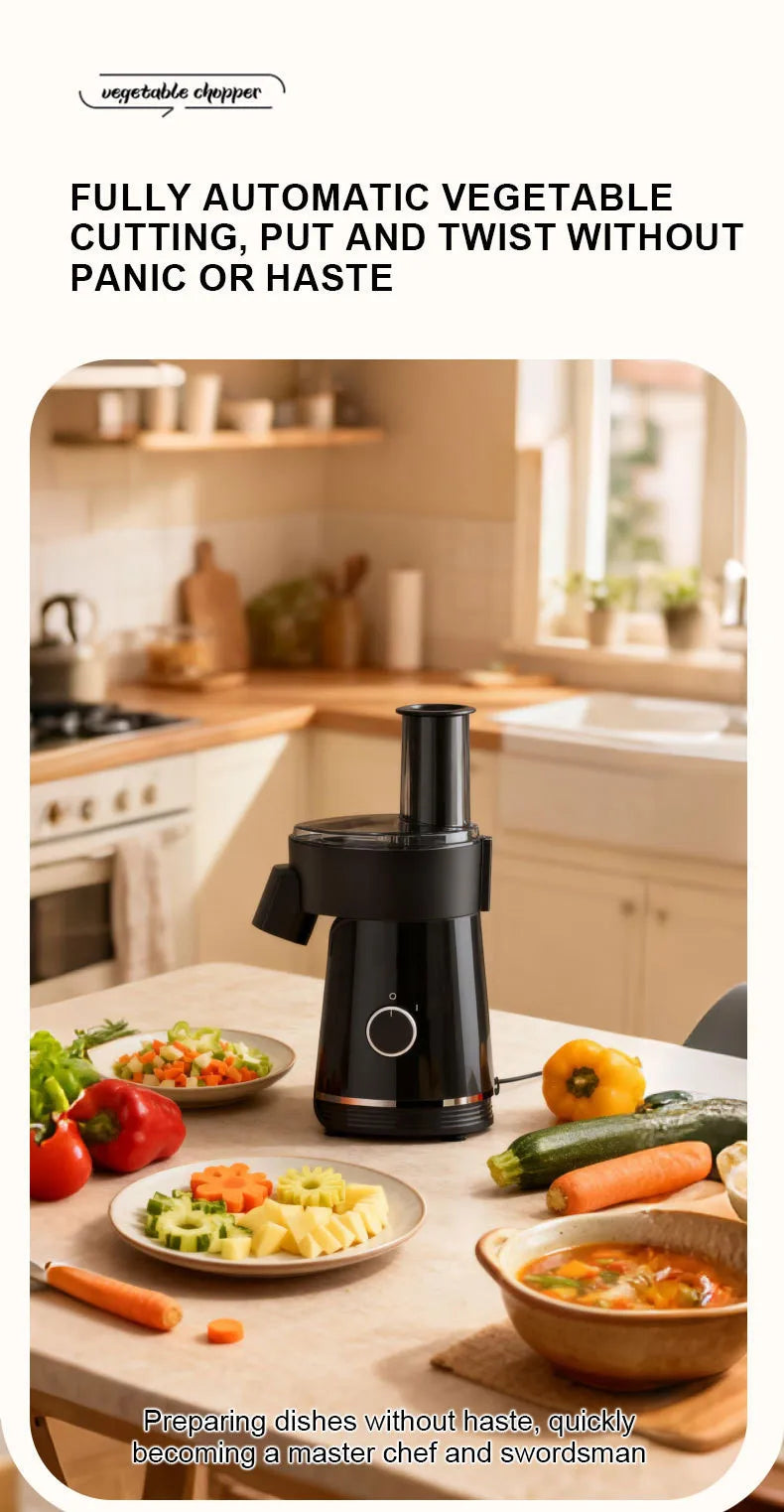 6-in-1 Electric Vegetable Chopper – 200W Multifunctional Food Processor for Slicing, Dicing  Compact & Easy Clean Home/Kitchen
