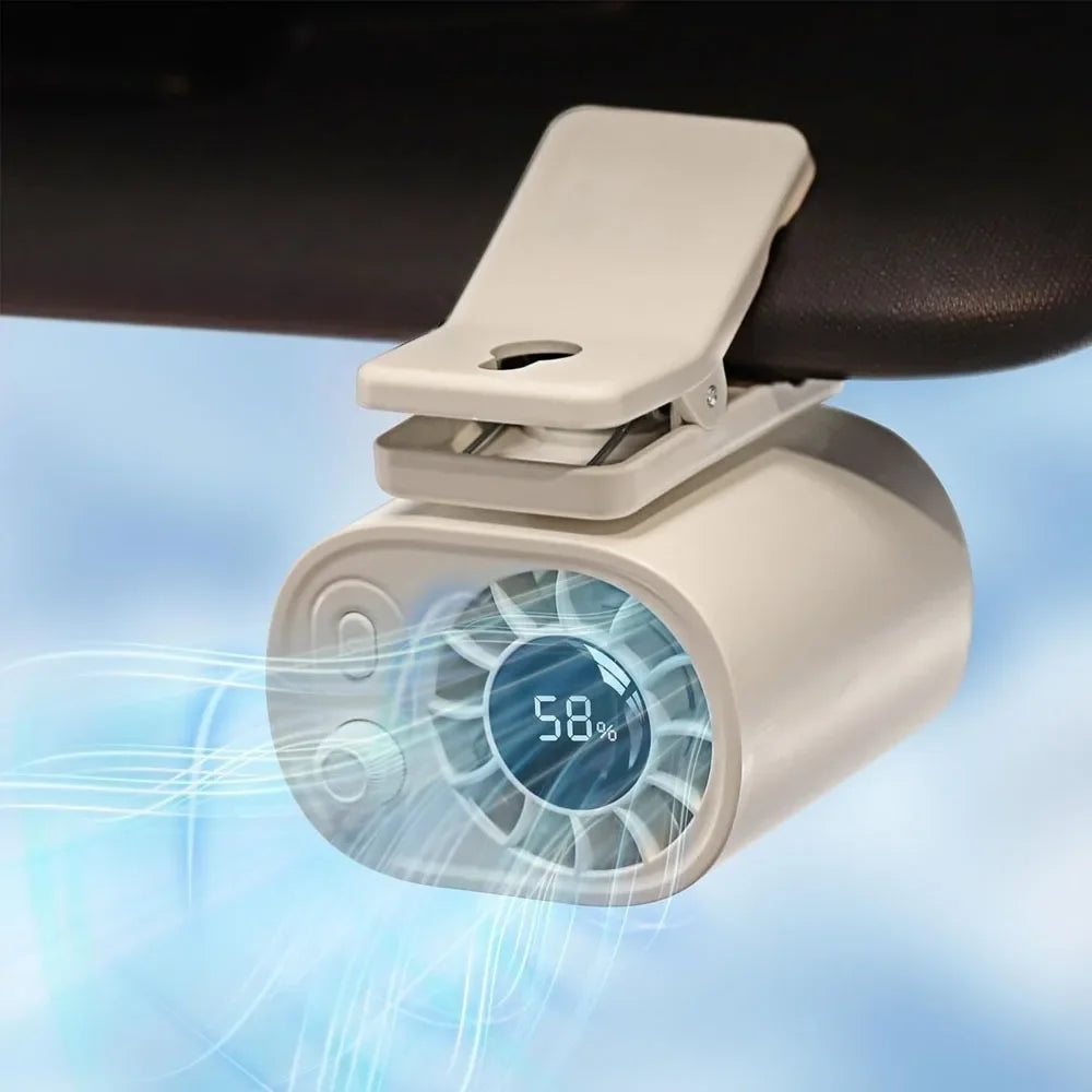 1400mAh USB Clip Fan With LED Screen, 100 Levels Rechargeable, Hands-Free Fan, Rechargeable Multifunctional Personal Fan Car Fan