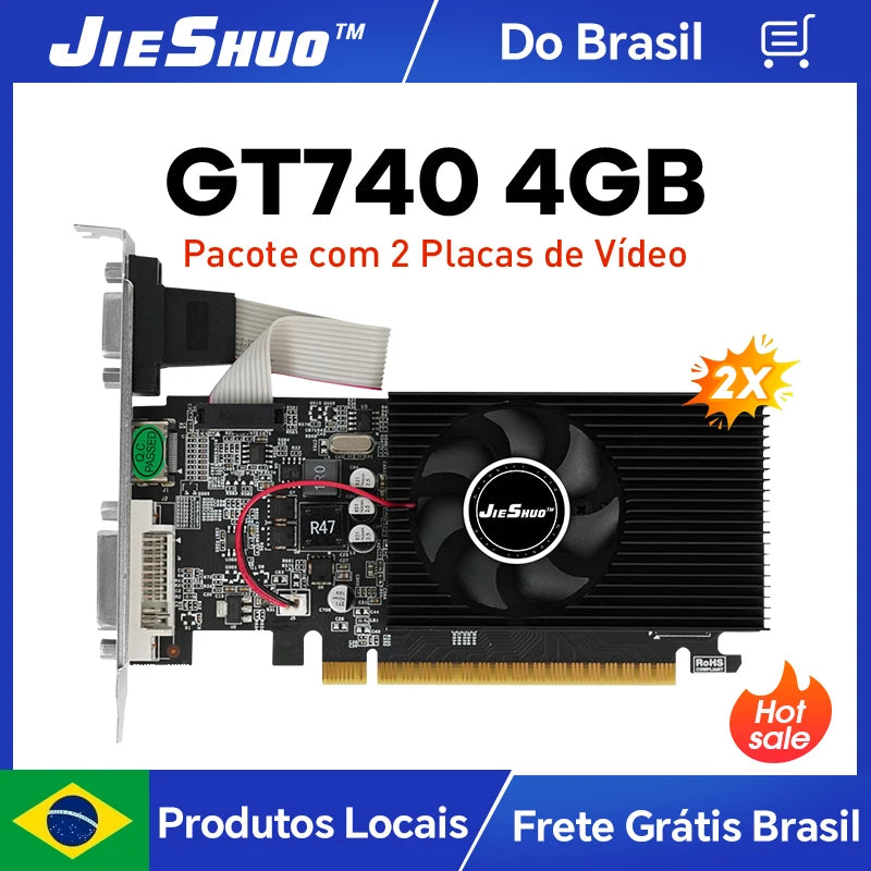Jieshuo NVIDIA GT 730 4G*2 gt740 4g video graphics card GPU 128-bit DDR3 (3 models available) computer desktop gaming and office