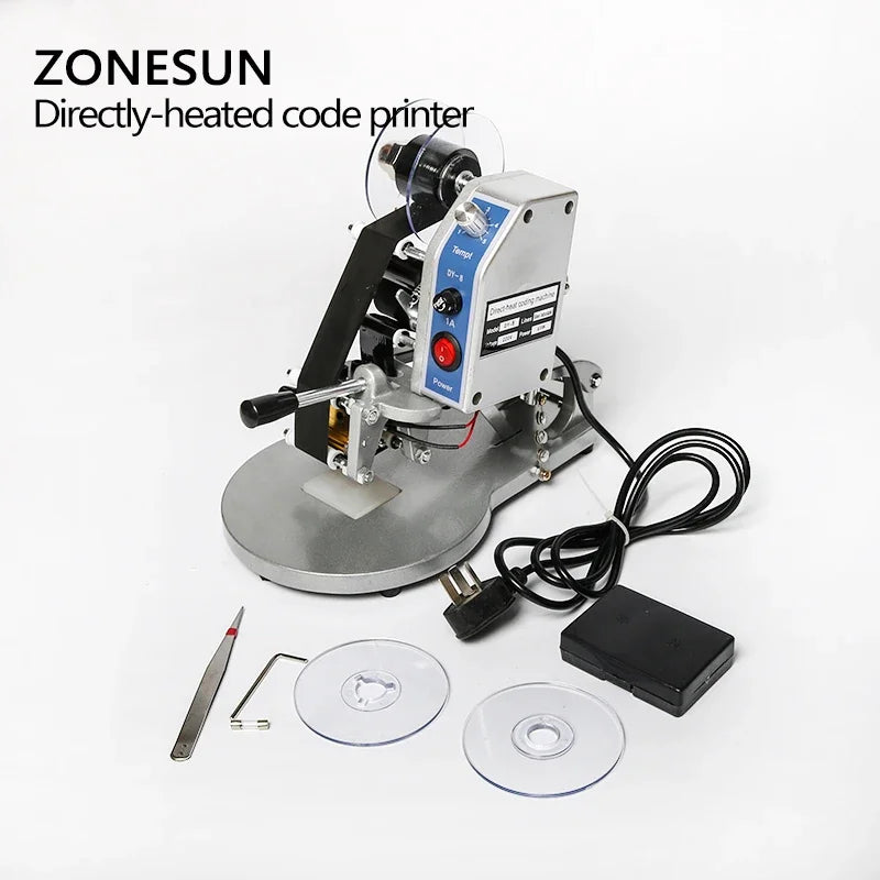 ZONESUN ZS-DY8 Manual Date Code Printer – Batch Number, Expiry & Production Date Coding Machine with A-Z Characters Ribbon