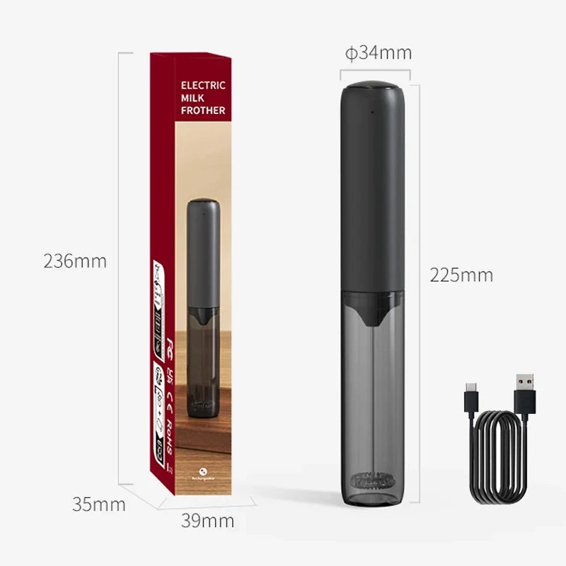 Electric Milk Frother Rechargable Kitchen Stirrer Handheld Coffee Frothing Wand Foam Maker Lattes Whisk Drink Mixer Egg Beater
