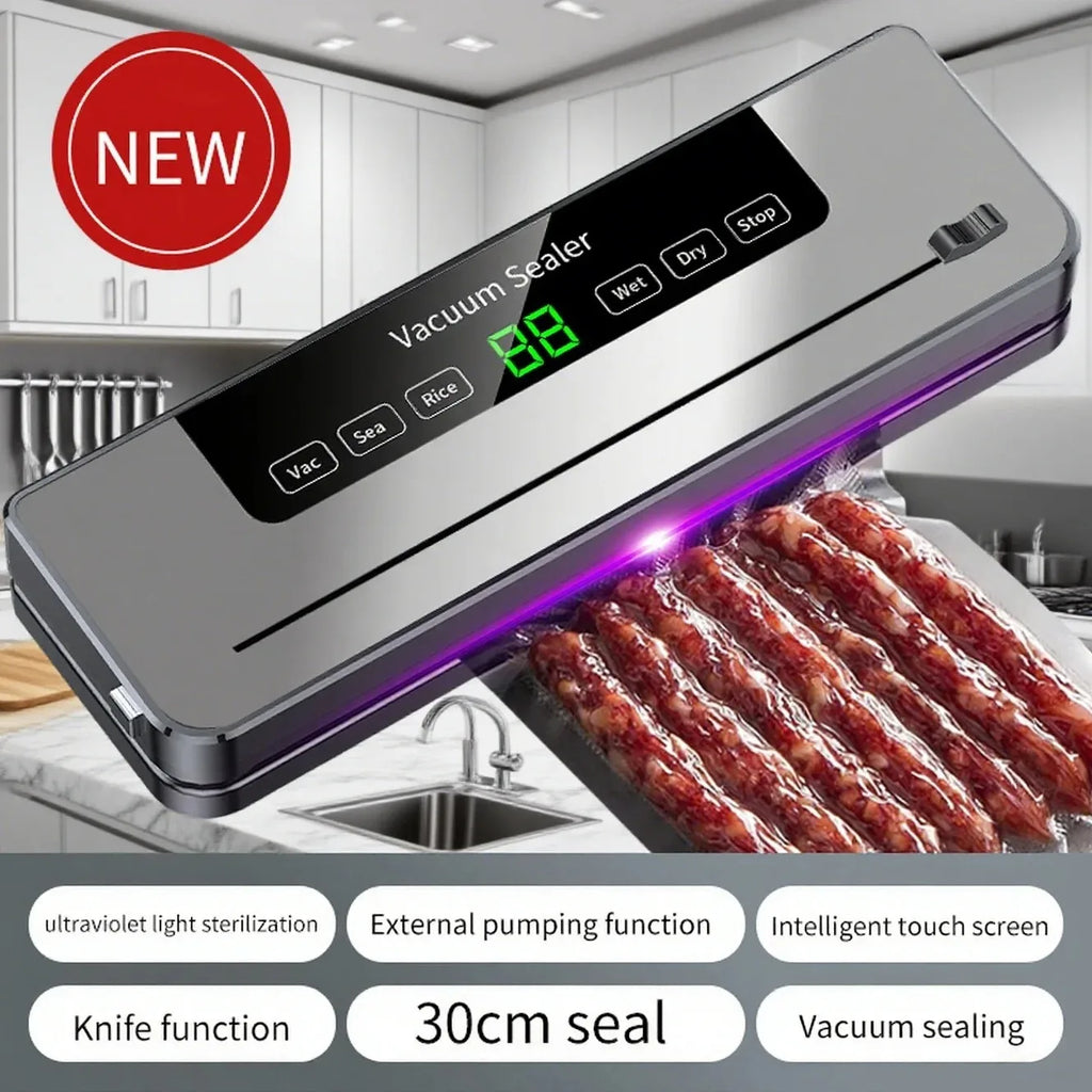 Vacuum Sealer Machine 139KPa Strong Suction Dry Moist Mode Automatic Food Sealer with Digital Timer, Built-in Cutter