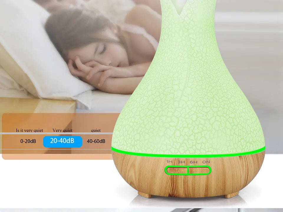 Electric Air Humidifier Remote Control Diffuser Aroma Humidifier Oil Diffuser Ultrasonic Wood Grain Mist Maker 7Color LED Light