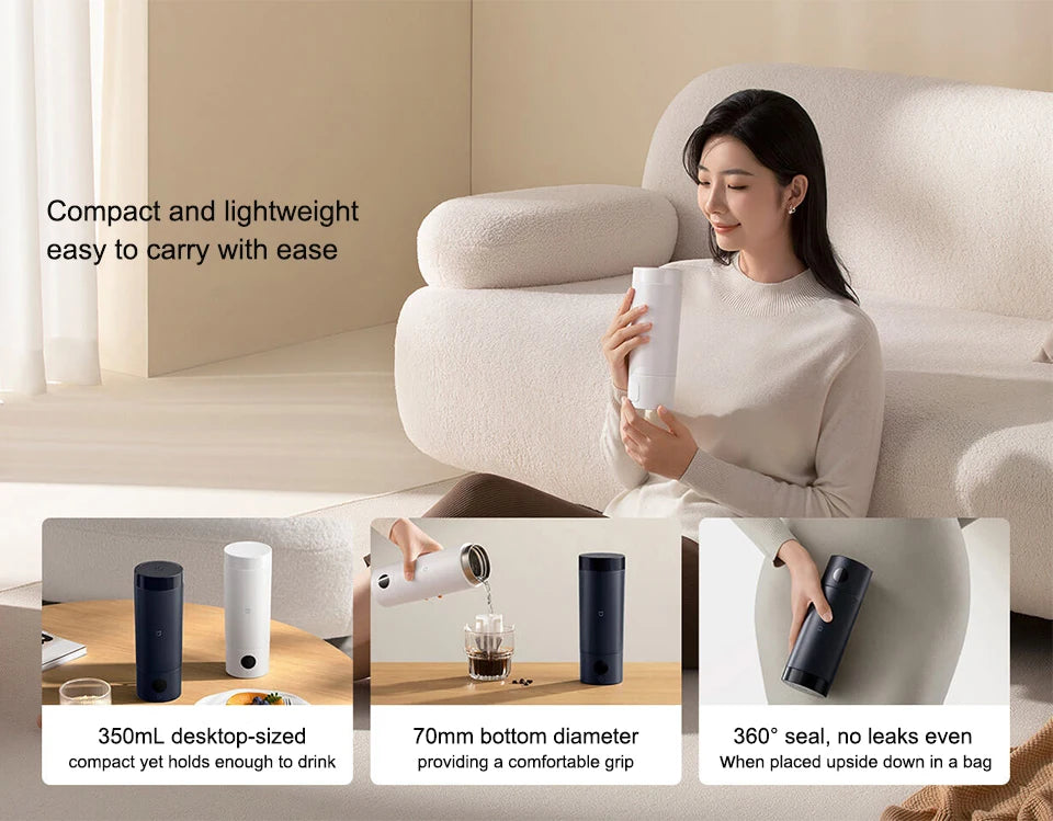 NEW MIJIA Portable Electric Kettle 2 Thermos Cup Fast Water Boiler 350ml Smart Temperature Insulated Kettle Travel 110V-240V