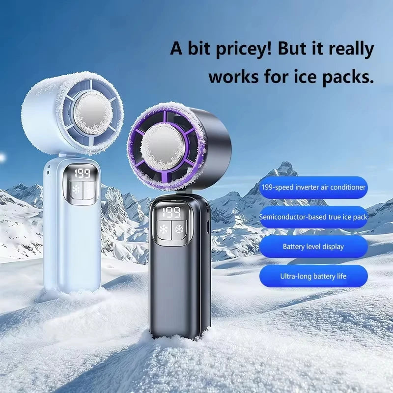 Lenovo 199 High Speed Air Ice Cooler Fan USB Rechargeable Turbo Jet Handheld Fan with Brushless Motor for Outdoor Office Travel