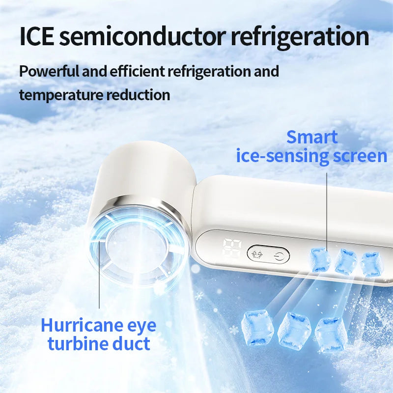 3000mAh 199 Speed Portable Handheld Fan with ICE Semiconductor Cooling 360° Turbo Personal USB Rechargeable Mini Air Cooler