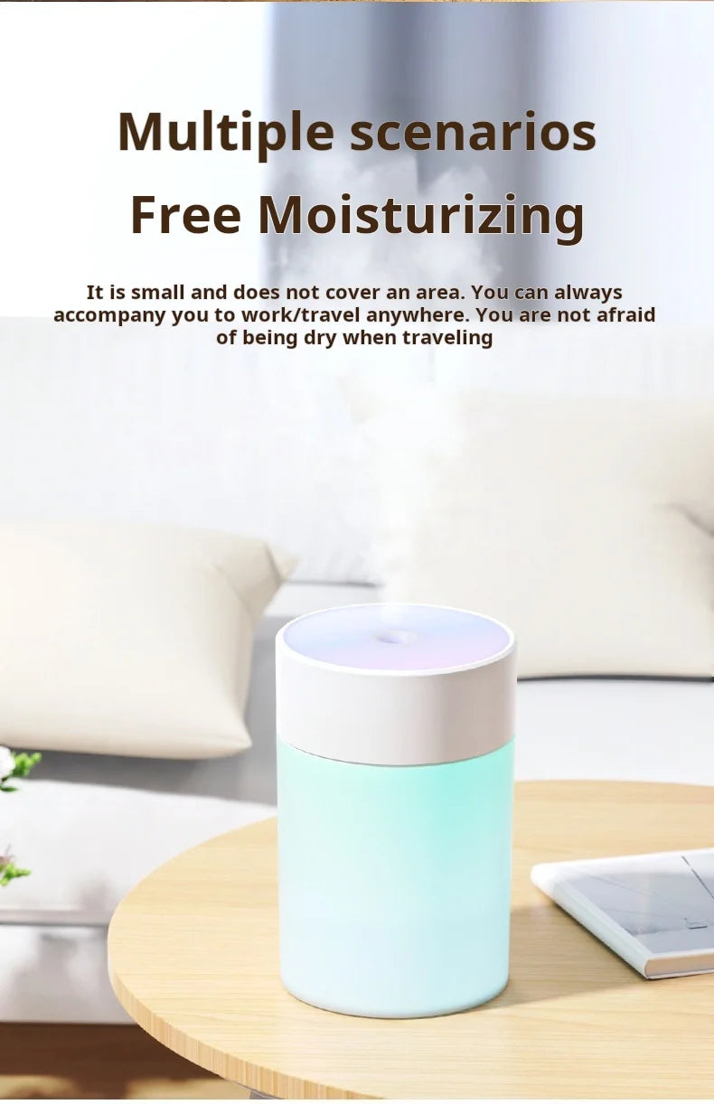 Colorful Atmosphere LED USB Mini Humidifier Car Home Bedroom Air Moisturizer Portable Desktop Aromatherapy Waterless Ultrasonic