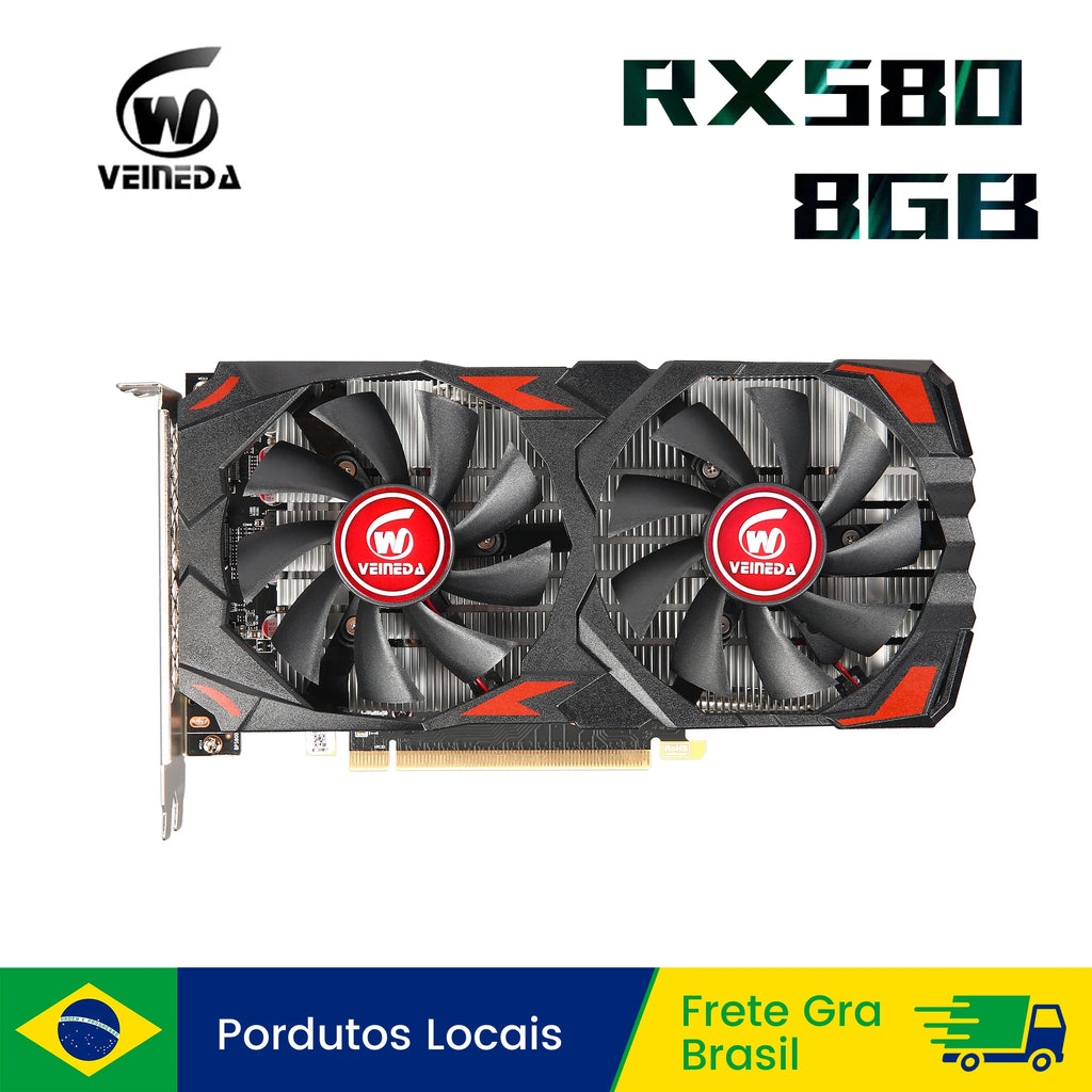 Veineda Graphics Cards RX580 8GB DDR5 GPU rx 580 8GB PC Gaming Video Card Desktop Game Video Card for AMD Radeon