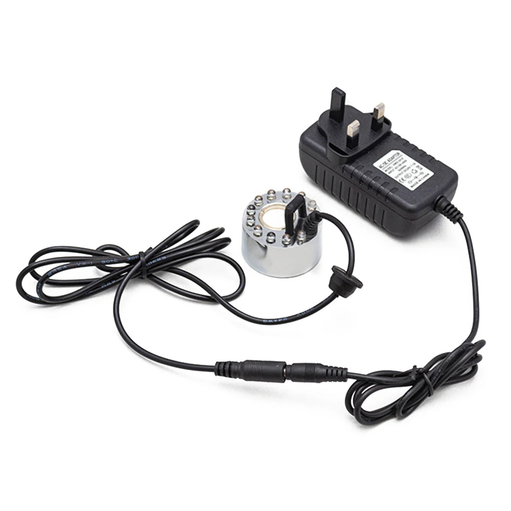 12 LED Atomizer Colorful Light Ultrasonic Misting Maker Water Fountain Pond Landscaping Fogger Atomizer Air Humidifier Aquarium