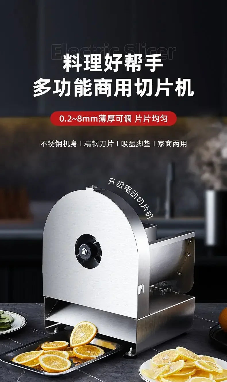Electric lemon fruit slicer potato lotus root slices slicing potato chips machine manual slicer garlic slices carrot commercial