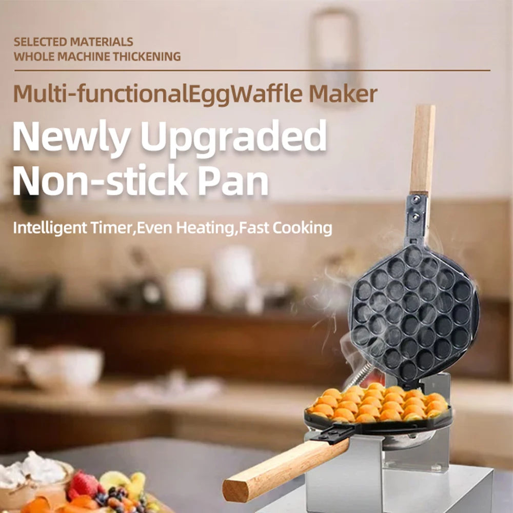 DIVEDEER Commercial Waffle Maker 1400W Stainless Steel Waffle Maker with 180° Rotating Dual Baking Plates and Wooden Handle