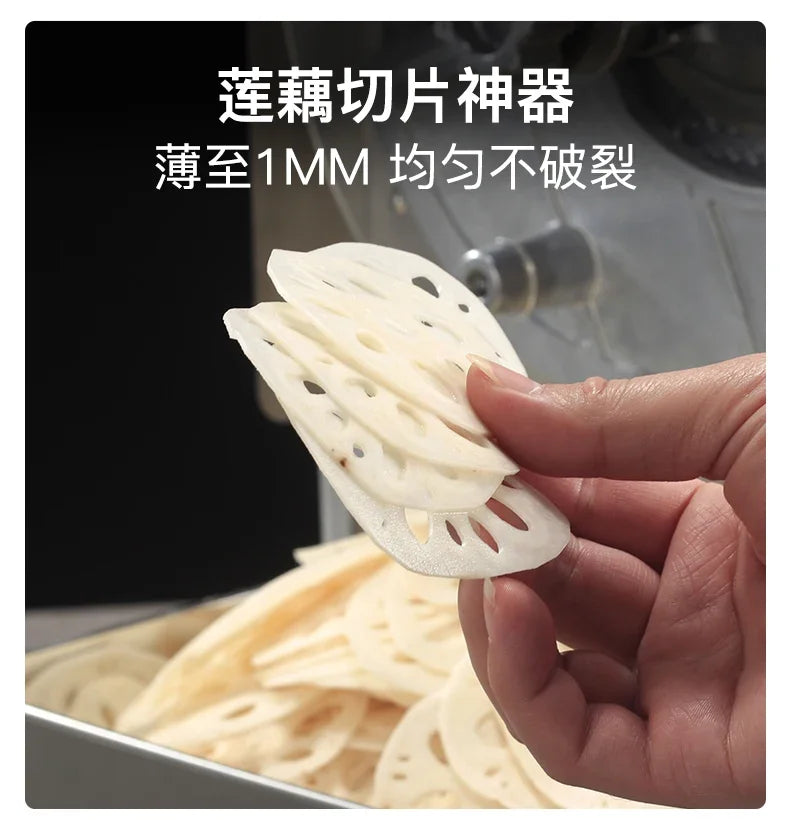 Commercial stainless steel electric slicer for cutting garlic and lemon slices, fruit slices and thin slices