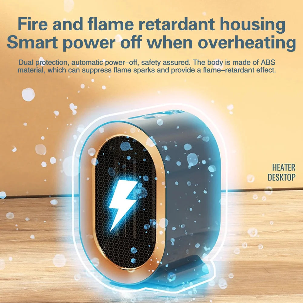 2025 New1200W Portable Electric Heater Mini Desktop Fan Heater Smart Warm Air Machine Home Bedroom Office Winter Heater