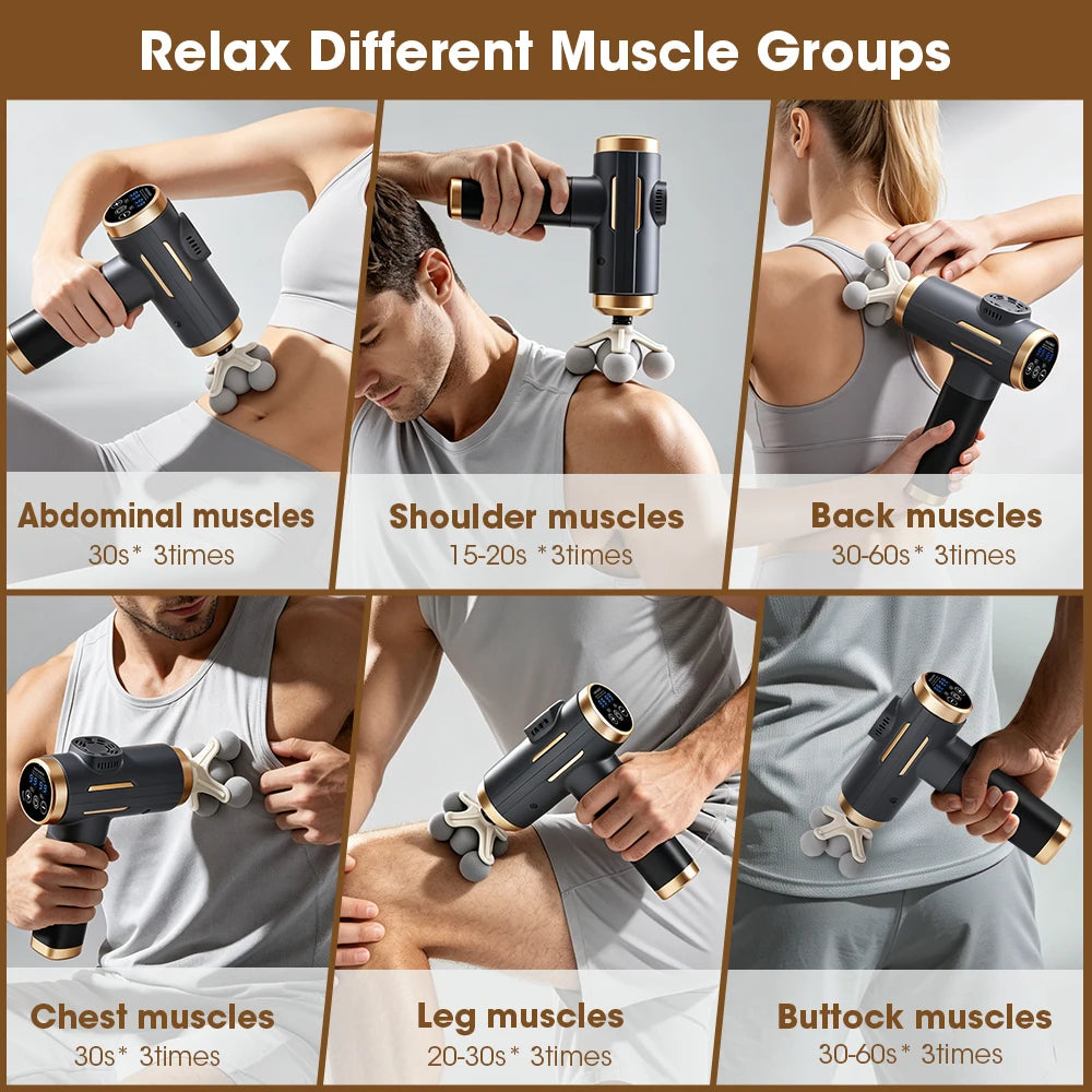 11-IN-1 Electric Massage Gun 99 Level Powerful Fascia Gun High-Frequency Vibration Body Massage Gun USB Rechargeable